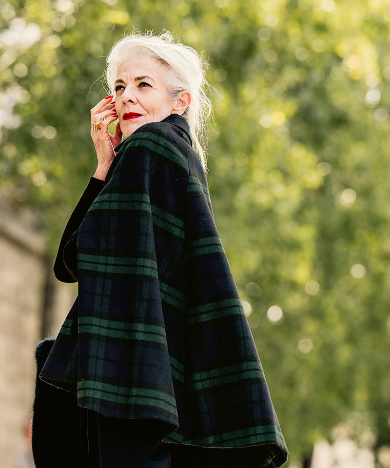 BB.チェック柄ケープコート_o22aw-co09a