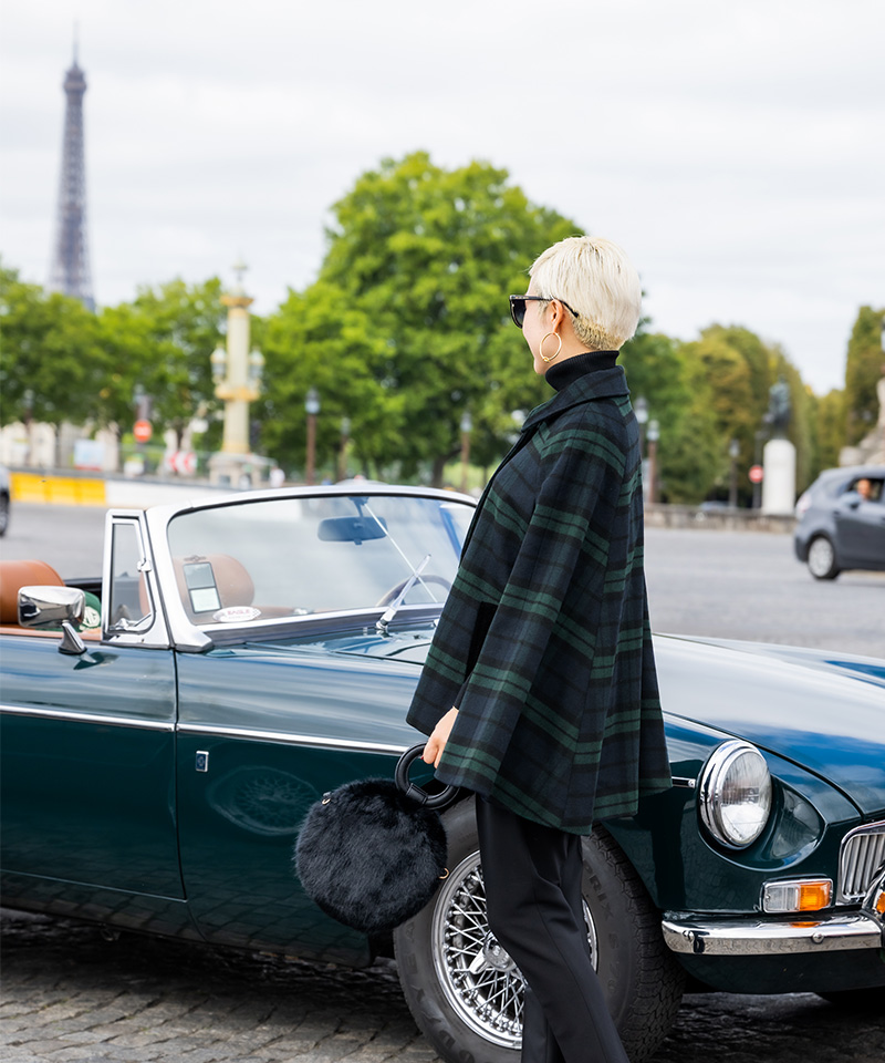 BB.チェック柄ケープコート_o22aw-co09a