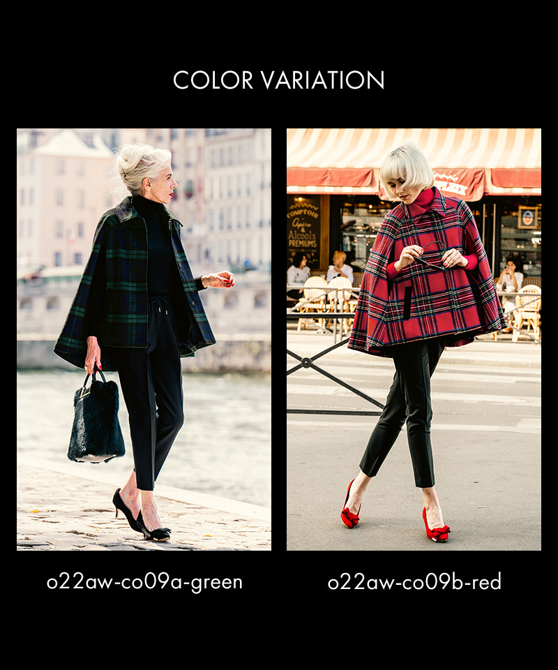 BB.チェック柄ケープコート_o22aw-co09b