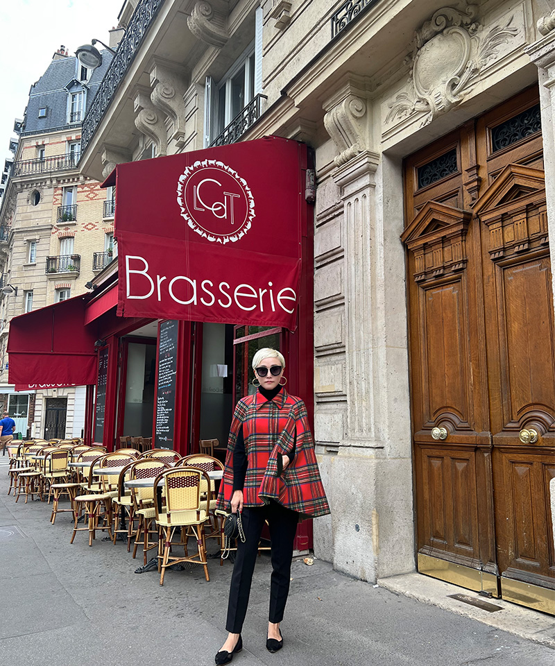 BB.チェック柄ケープコート_o22aw-co09b