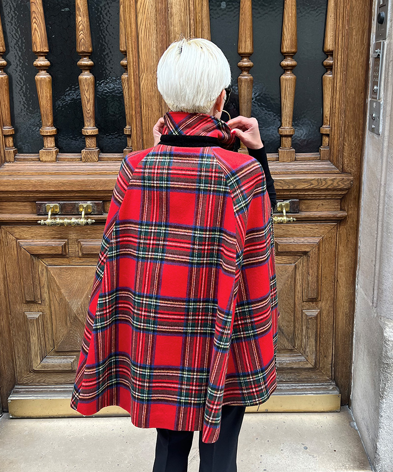 BB.チェック柄ケープコート_o22aw-co09b