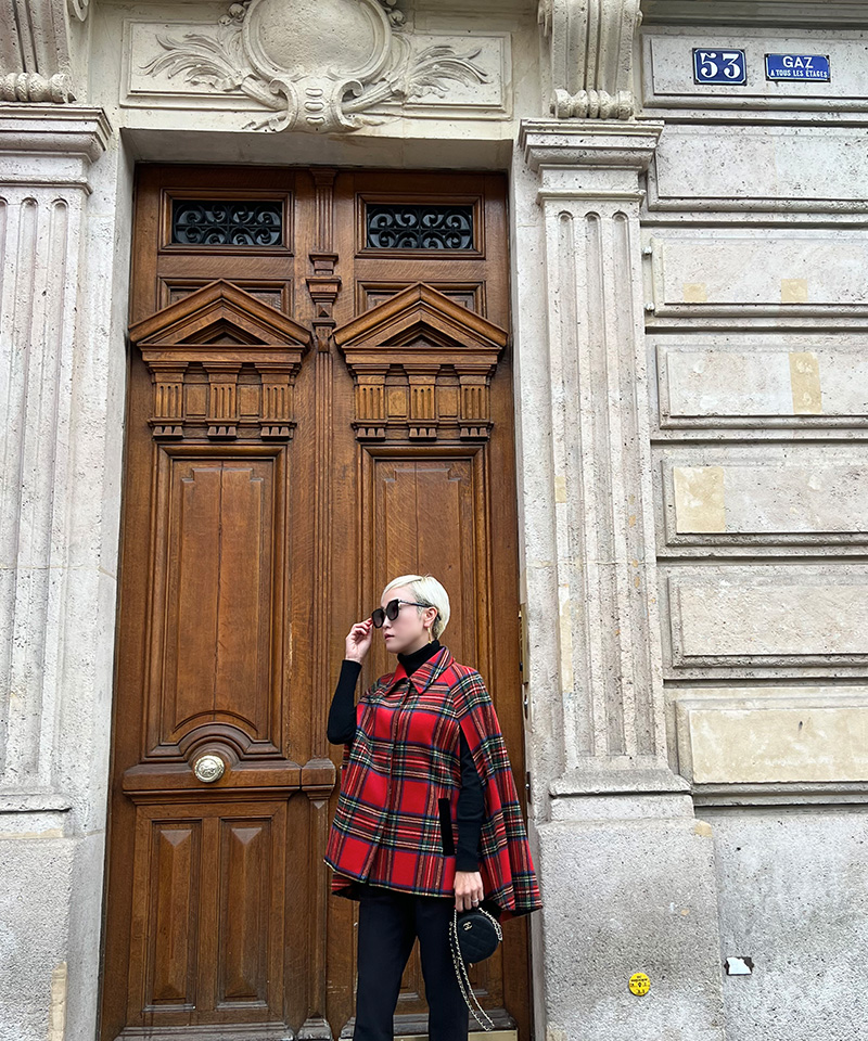 BB.チェック柄ケープコート_o22aw-co09b