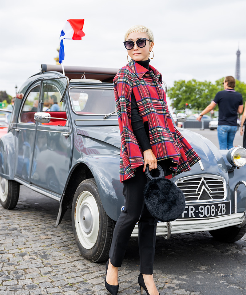 BB.チェック柄ケープコート_o22aw-co09b