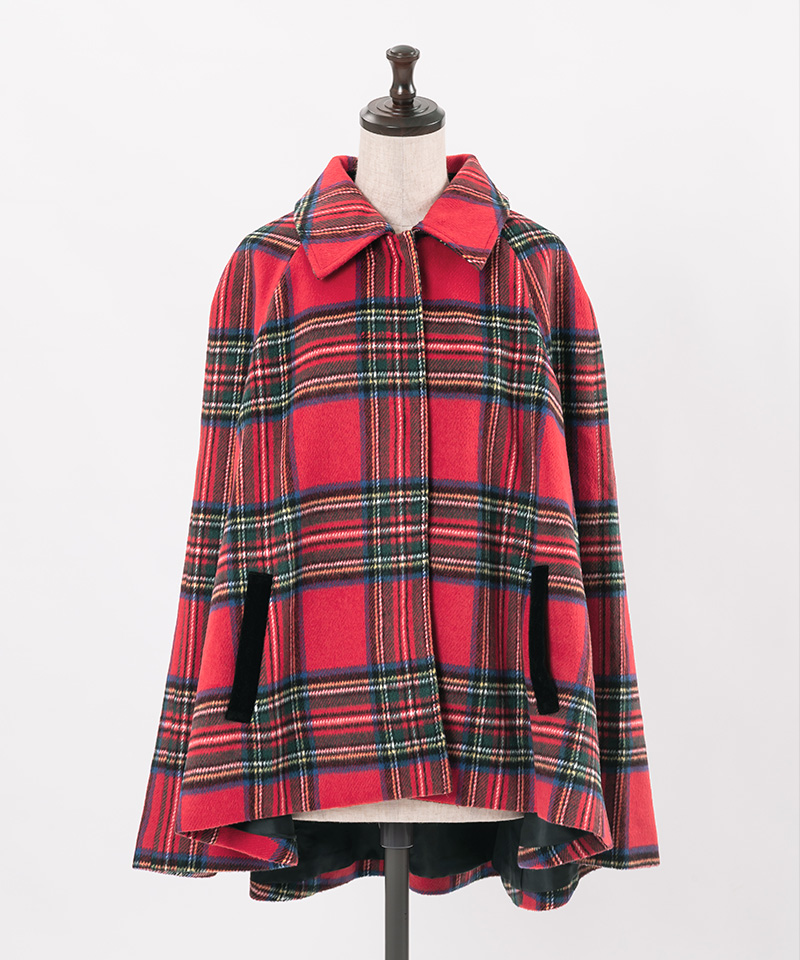 BB.チェック柄ケープコート_o22aw-co09b