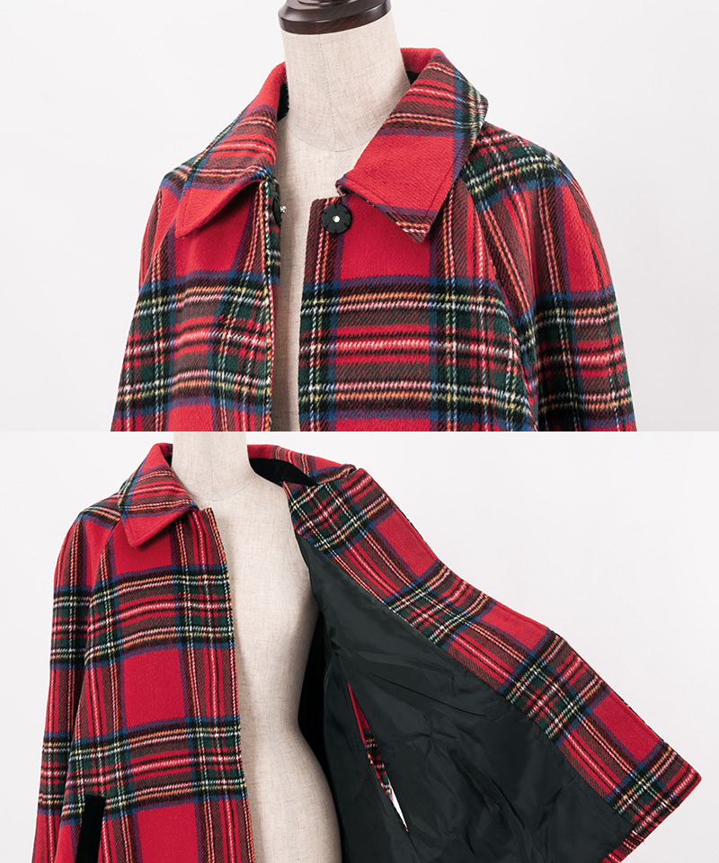 BB.チェック柄ケープコート_o22aw-co09b