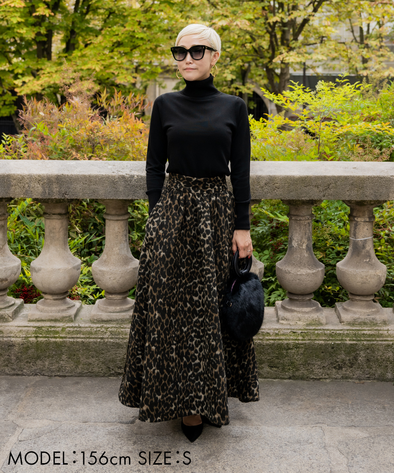 BB.レオパード柄フレアスカート_o22aw-sk08