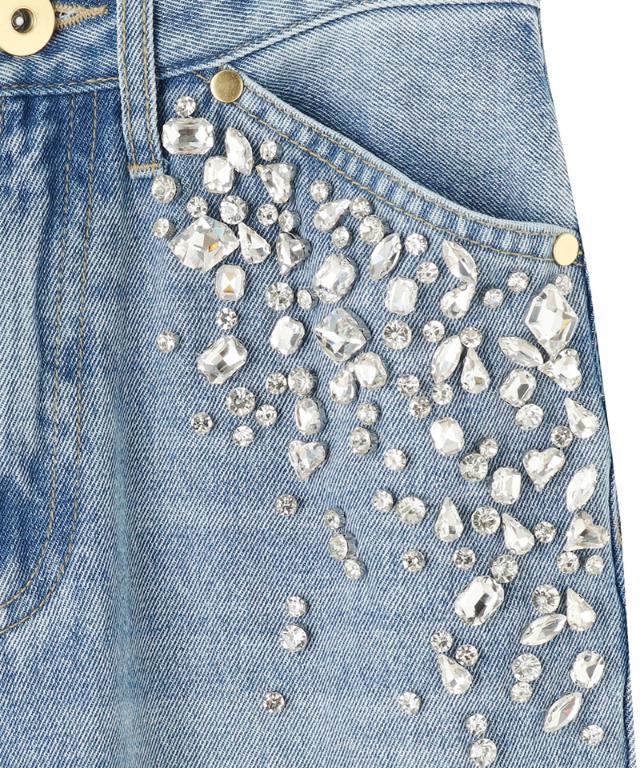 手刺繍クリアビジューデニム_qua26aw-pt03