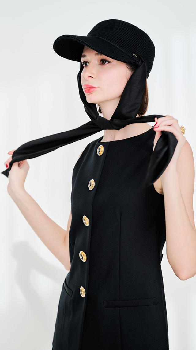 小顔見えツバ広サマーキャップ