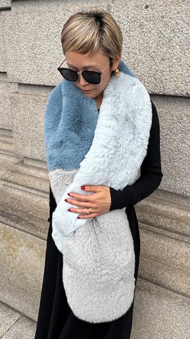 エコファーカラーブロックマフラー