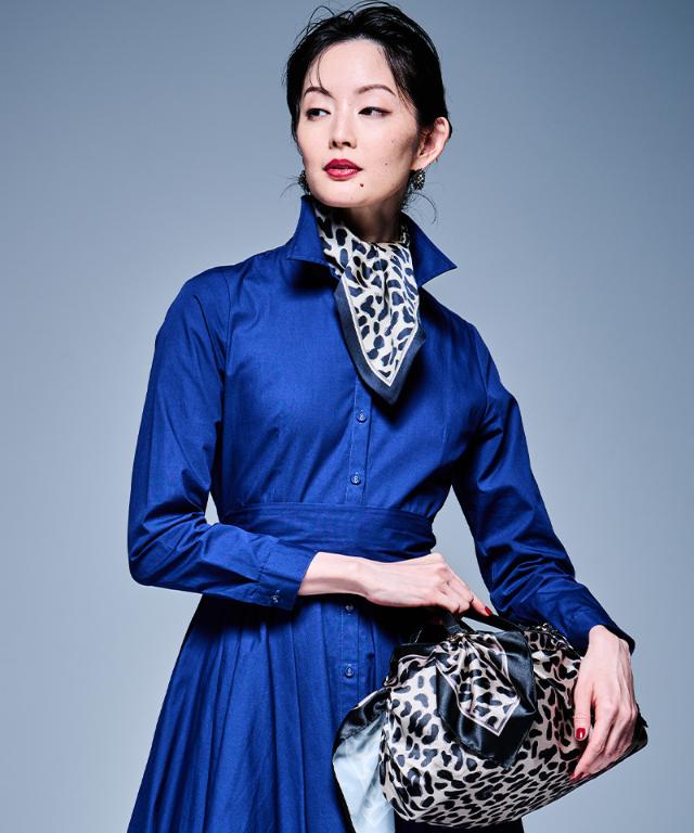 日本製ドットレオパード剣先スカーフ_smr25aw-sf16