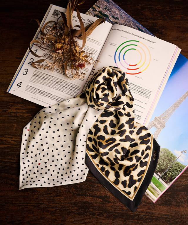 日本製ドットレオパード剣先スカーフ_smr25aw-sf16