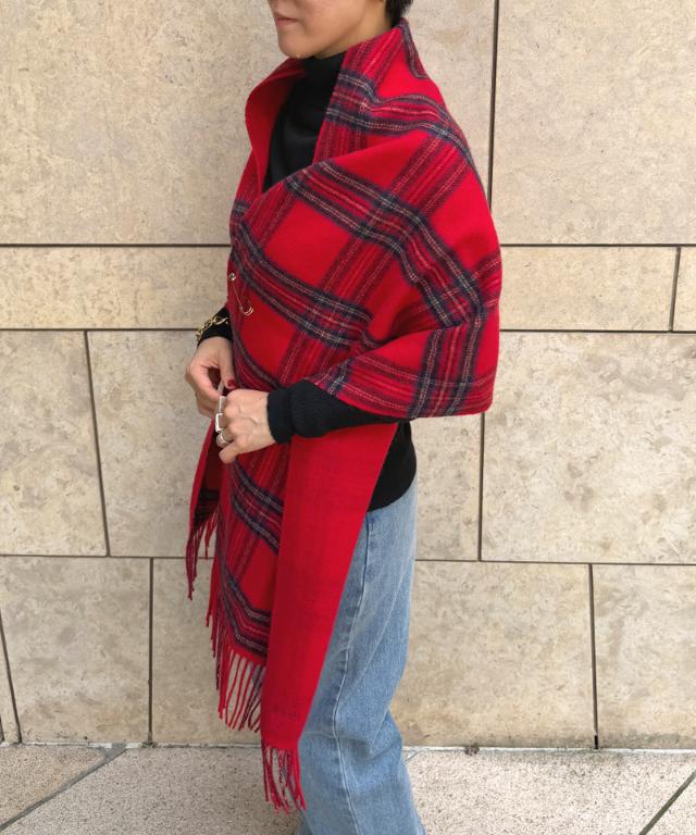 ＜カシミヤ100％＞チェックリバーシブルケープストール_smr26aw-sf06
