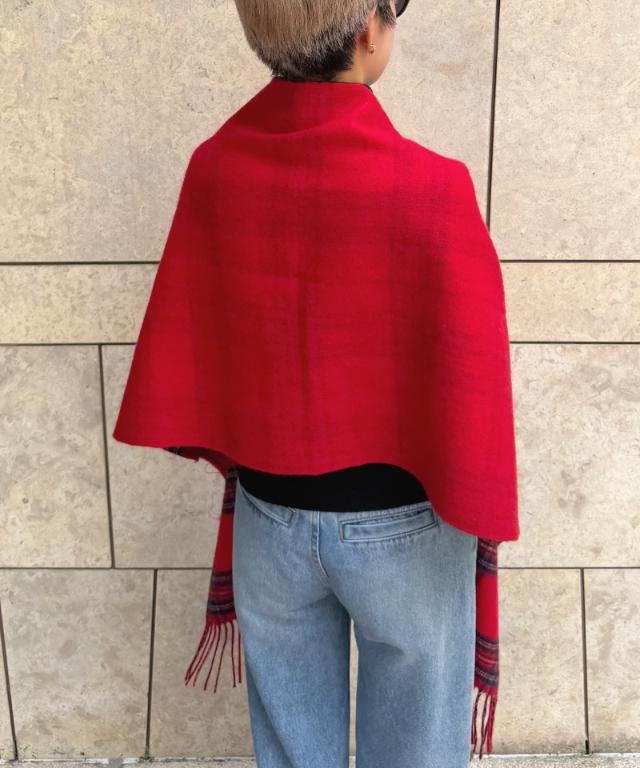＜カシミヤ100％＞チェックリバーシブルケープストール_smr26aw-sf06