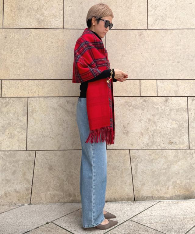 ＜カシミヤ100％＞チェックリバーシブルケープストール_smr26aw-sf06
