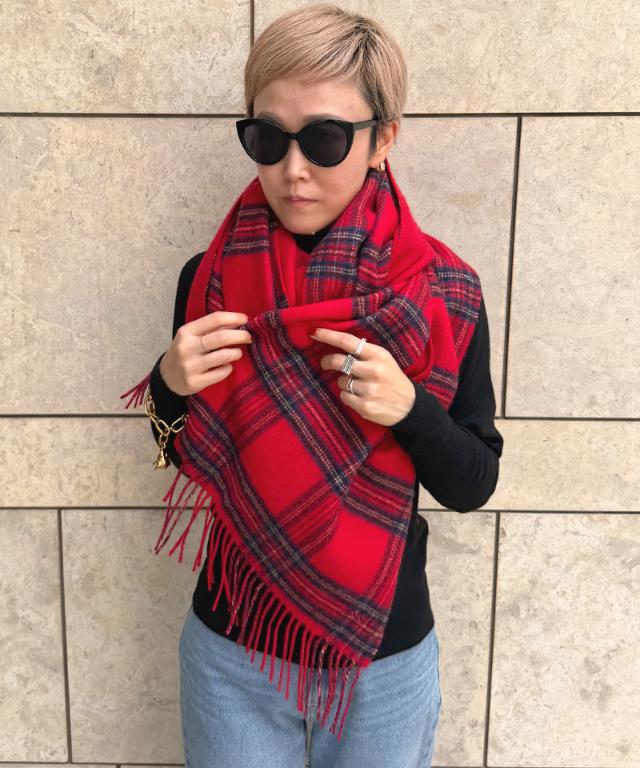 ＜カシミヤ100％＞チェックリバーシブルケープストール_smr26aw-sf06