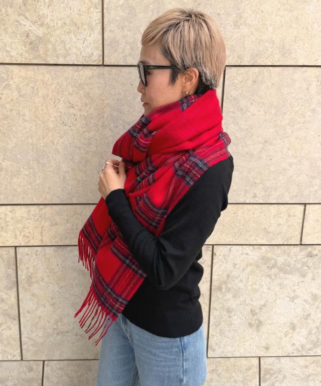 ＜カシミヤ100％＞チェックリバーシブルケープストール_smr26aw-sf06