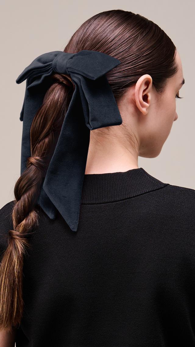 日本製別珍リボンヘアーゴム