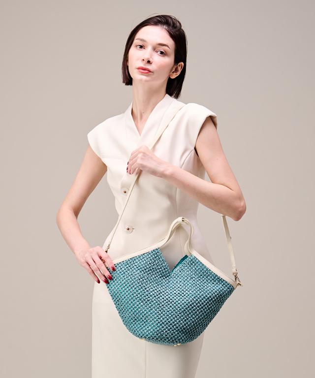 機能性イタリア素材サマーミディアムメッシュバッグ（ショルダー付）_smr26ss-bag04