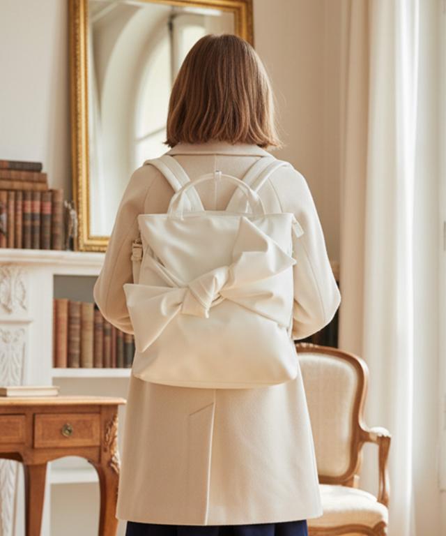 ２WAYリボンリュック・ホワイト（撥水生地）_smr26ss-bag18