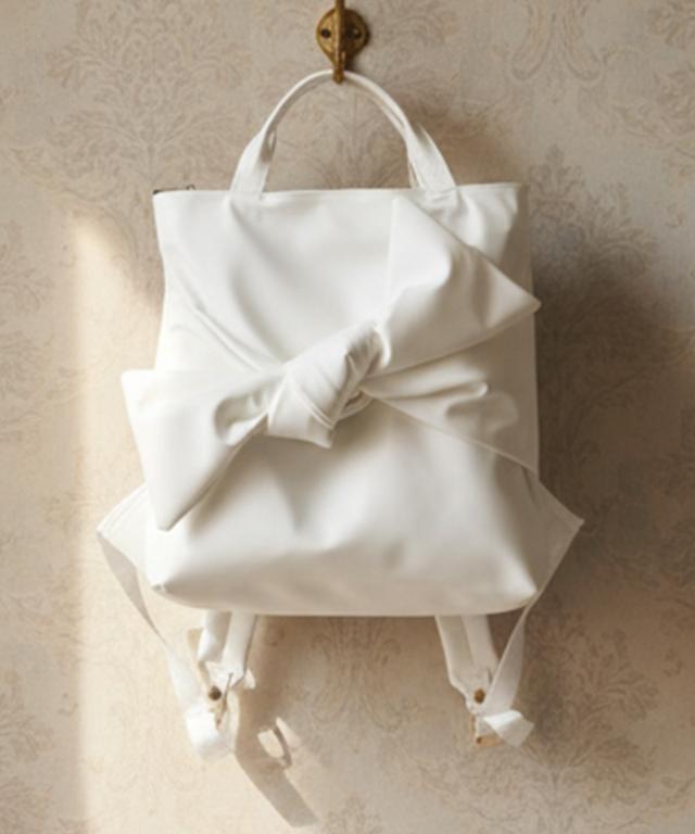 ２WAYリボンリュック・ホワイト（撥水生地）_smr26ss-bag18