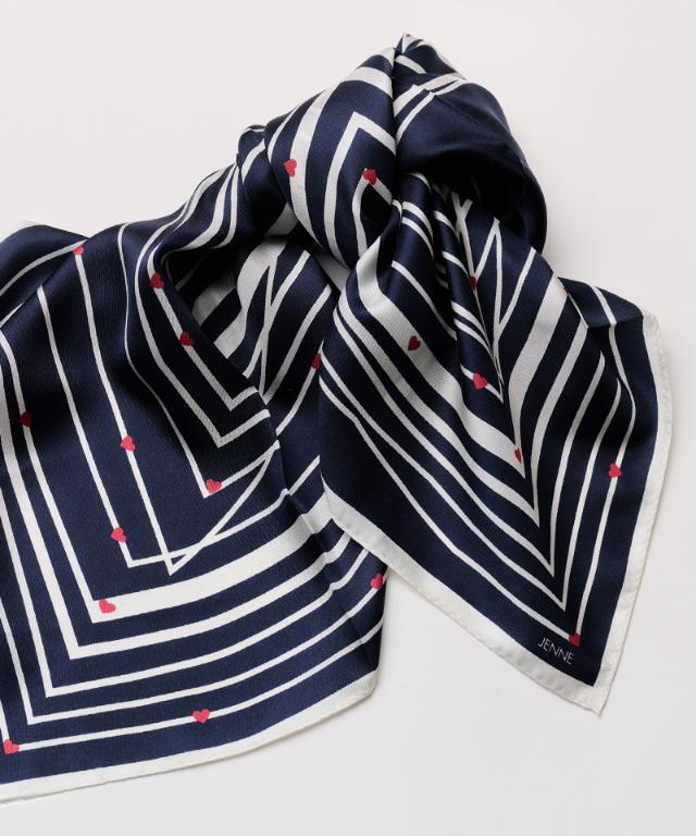 日本製ストライプハートシルクスカーフ_smr26ss-sf13
