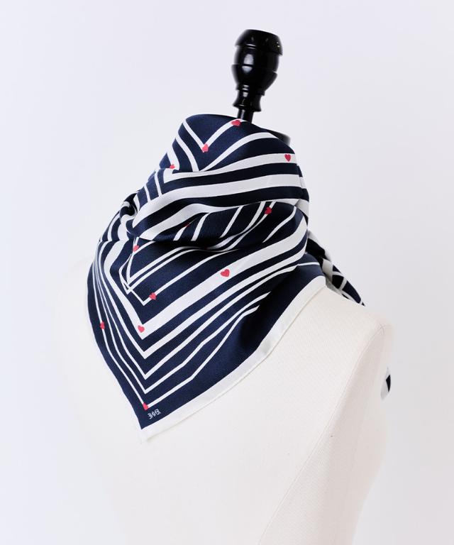 日本製ストライプハートシルクスカーフ_smr26ss-sf13