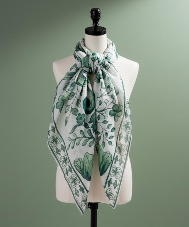 日本製ブルーアラベスクシルクコットンスカーフ｜JENNE(ジェンヌ)公式