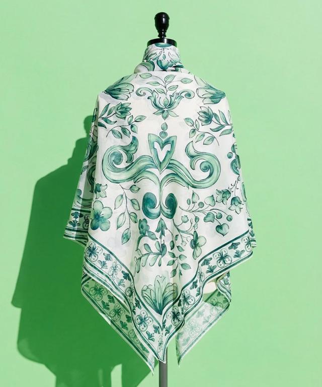 日本製ブルーアラベスクシルクコットンスカーフ_smr26ss-sf14