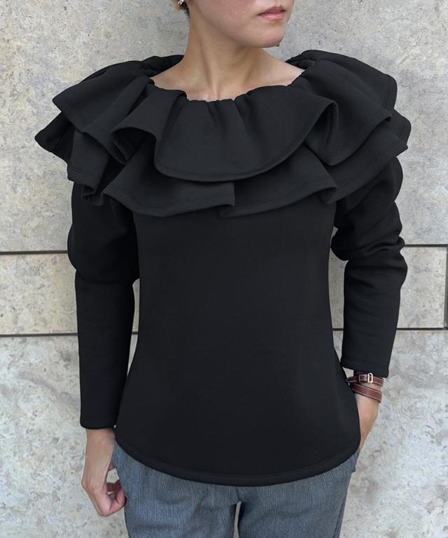 日本製ギャザーフリルトレーナー_sty25aw-bl17