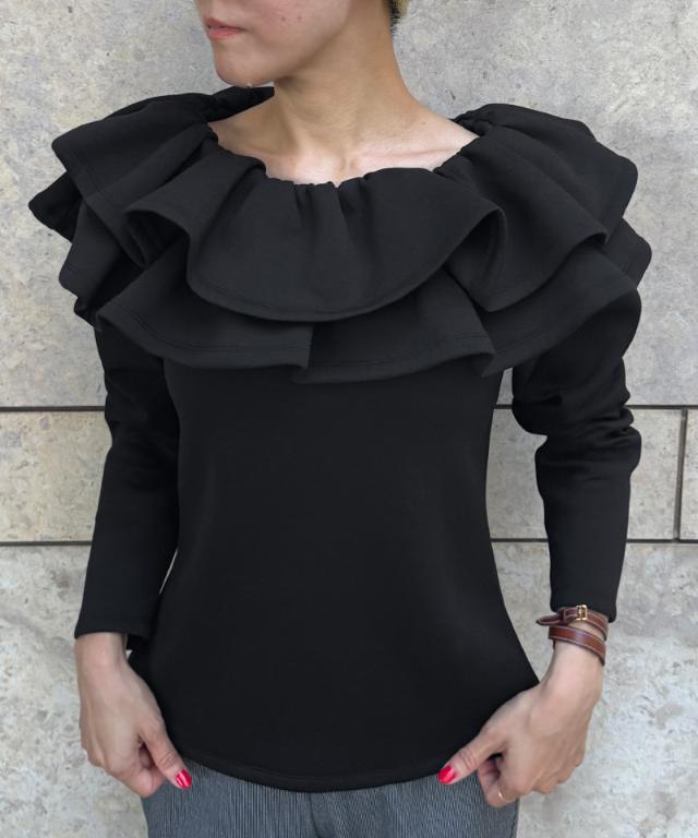 日本製ギャザーフリルトレーナー_sty25aw-bl17