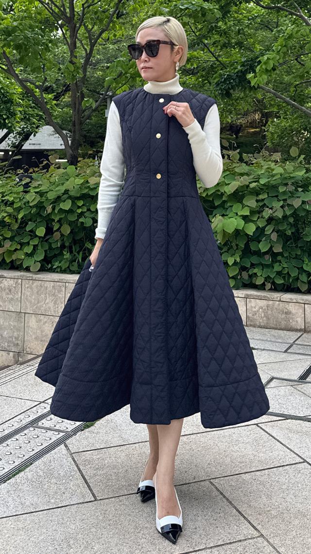 ２WAY機能綿キルティングジレワンピース