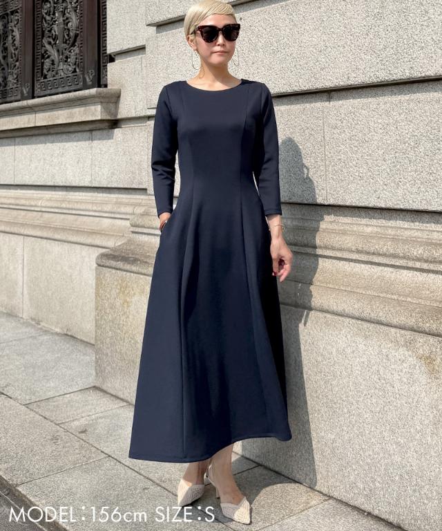 フレンチ美シルエットとろみスリーブワンピース_sty25aw-op43