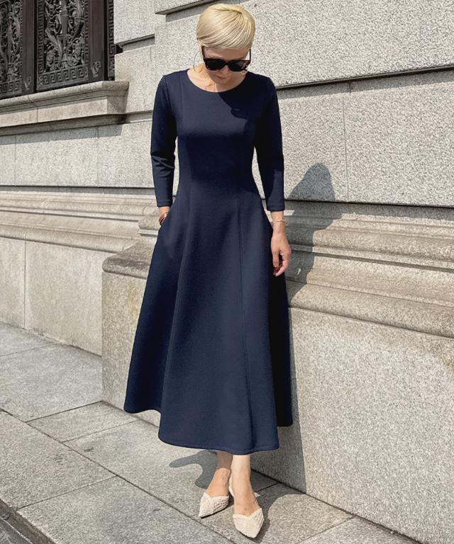 フレンチ美シルエットとろみスリーブワンピース_sty25aw-op43