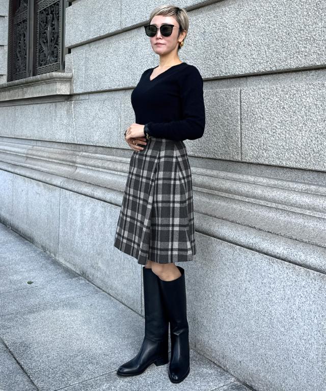 Aラインチェックスカート_sty25aw-sk09