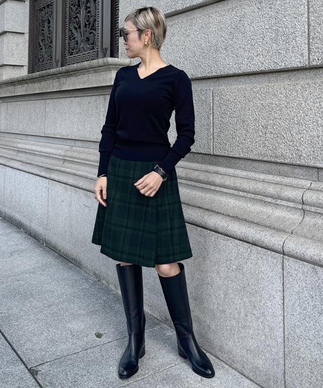 Aラインチェックスカート_sty25aw-sk09