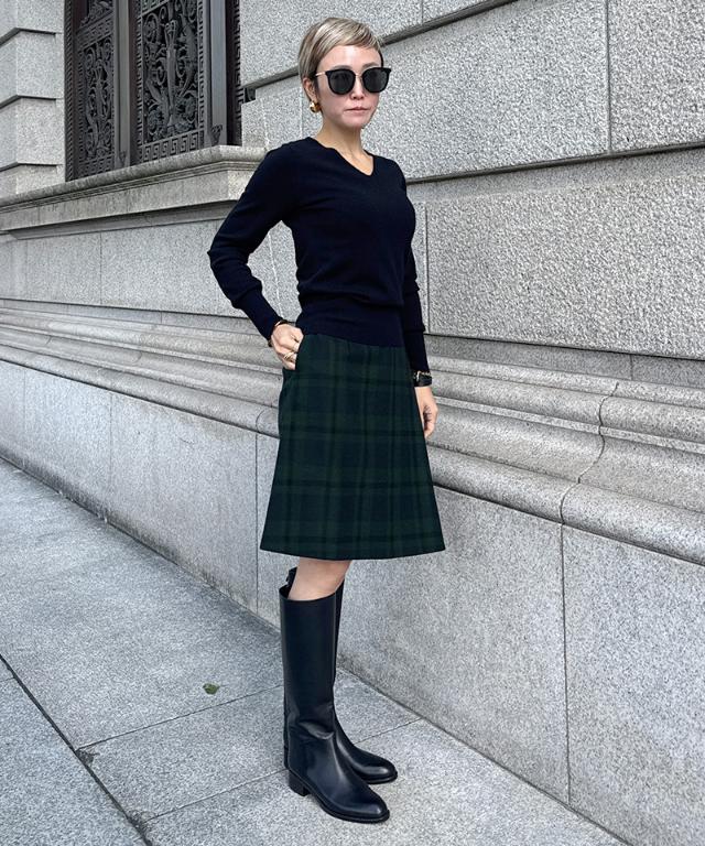 Aラインチェックスカート_sty25aw-sk09