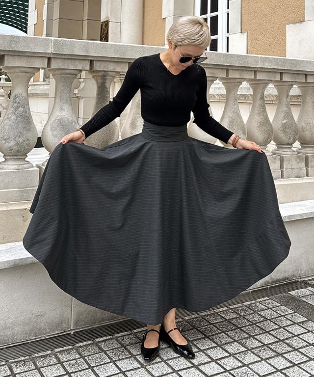 ピンストライプフレアスカート_sty25aw-sk13