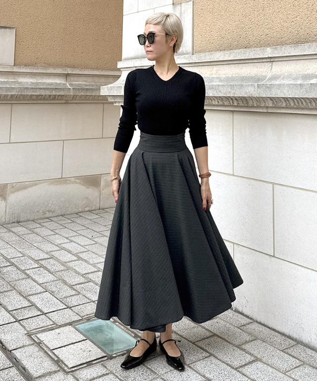 ピンストライプフレアスカート_sty25aw-sk13