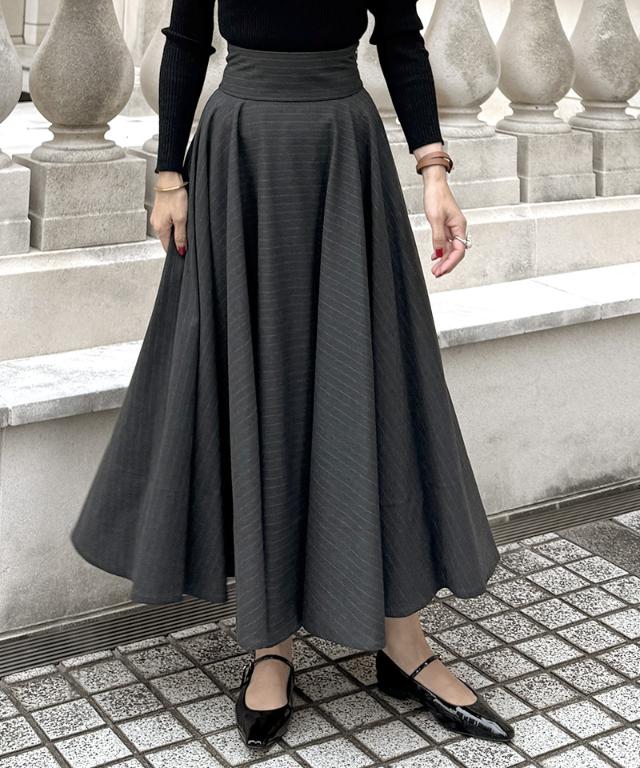 ピンストライプフレアスカート_sty25aw-sk13