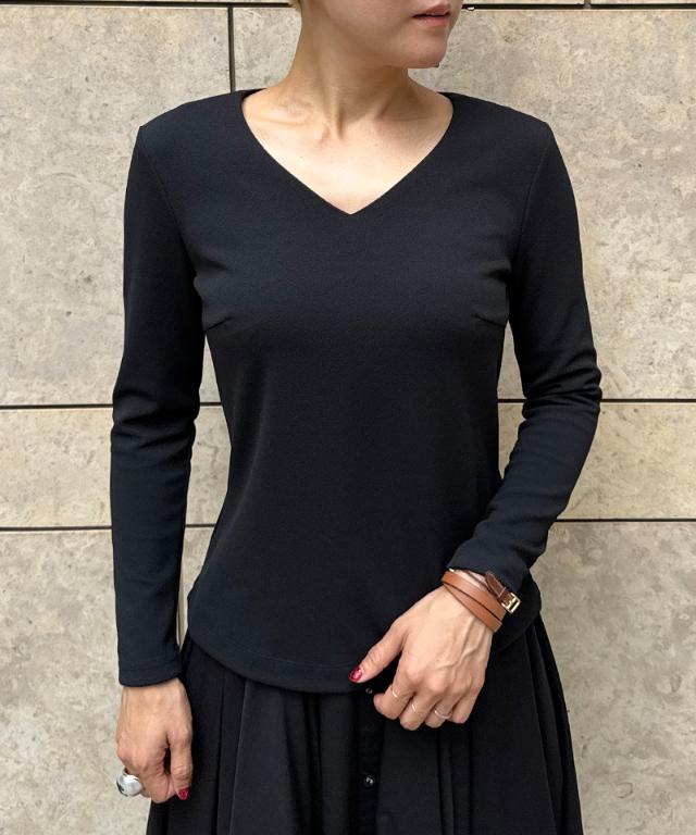 日本製美バストラインVネックカットソー_sty25aw-tp55