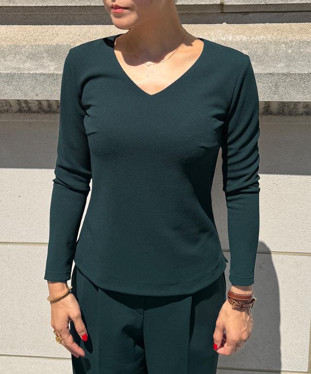 日本製美バストラインVネックカットソー_sty25aw-tp55