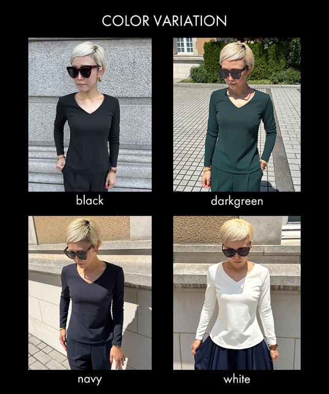 日本製美バストラインVネックカットソー_sty25aw-tp55