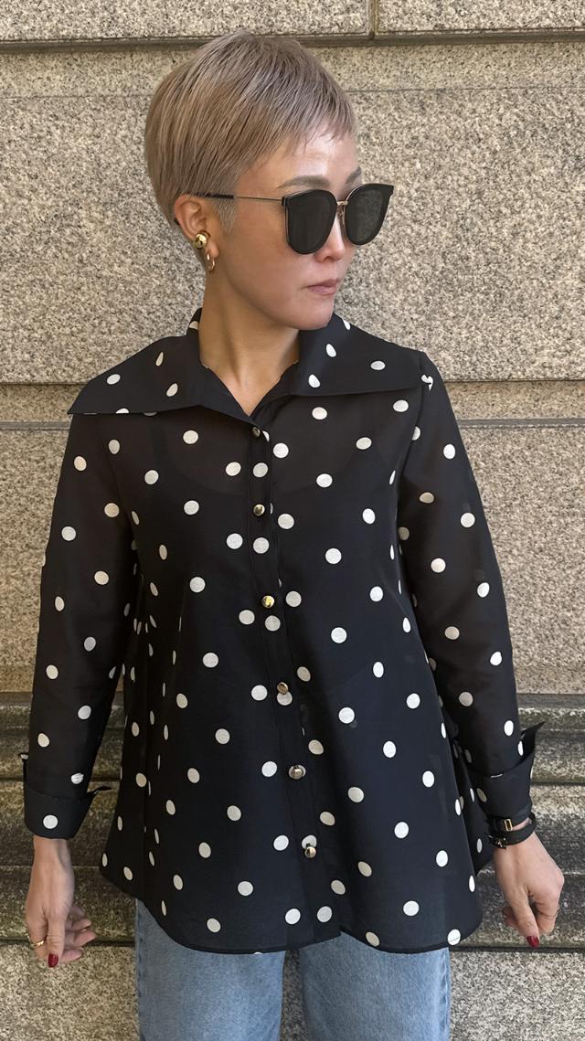 日本製ラグジュアリードットブラウス（北陸生産生地）