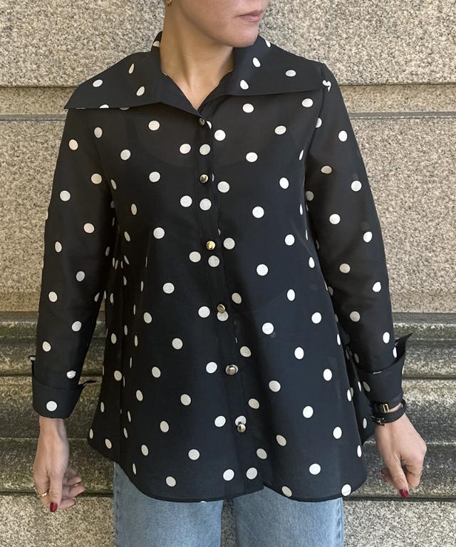 日本製ラグジュアリードットブラウス（北陸生産生地）_sty26ss-bl37