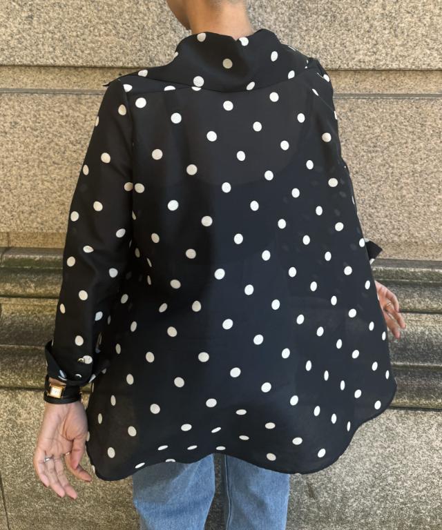 日本製ラグジュアリードットブラウス（北陸生産生地）_sty26ss-bl37