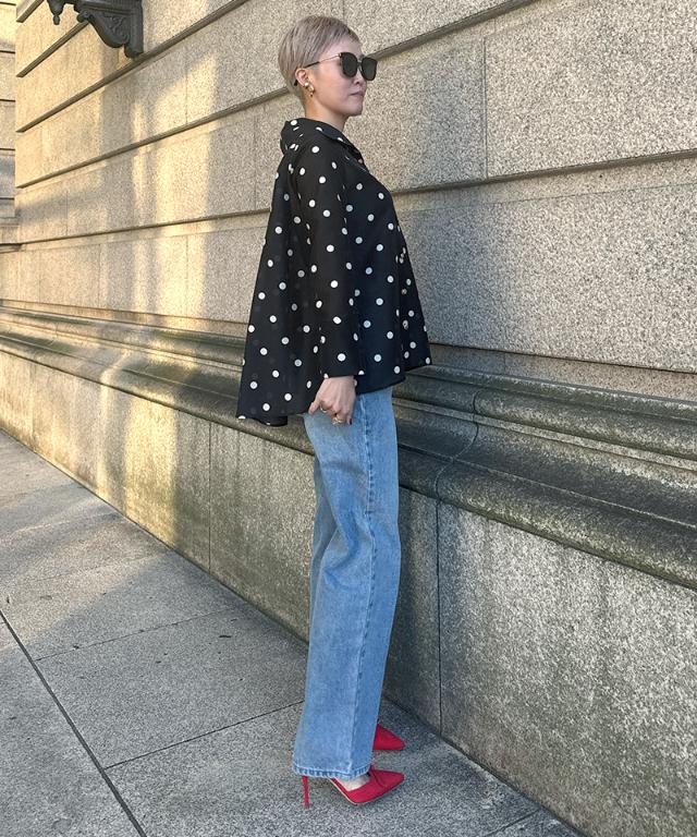 日本製ラグジュアリードットブラウス（北陸生産生地）_sty26ss-bl37