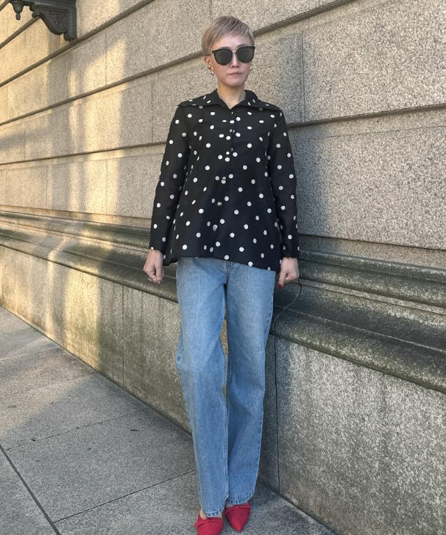 日本製ラグジュアリードットブラウス（北陸生産生地）_sty26ss-bl37