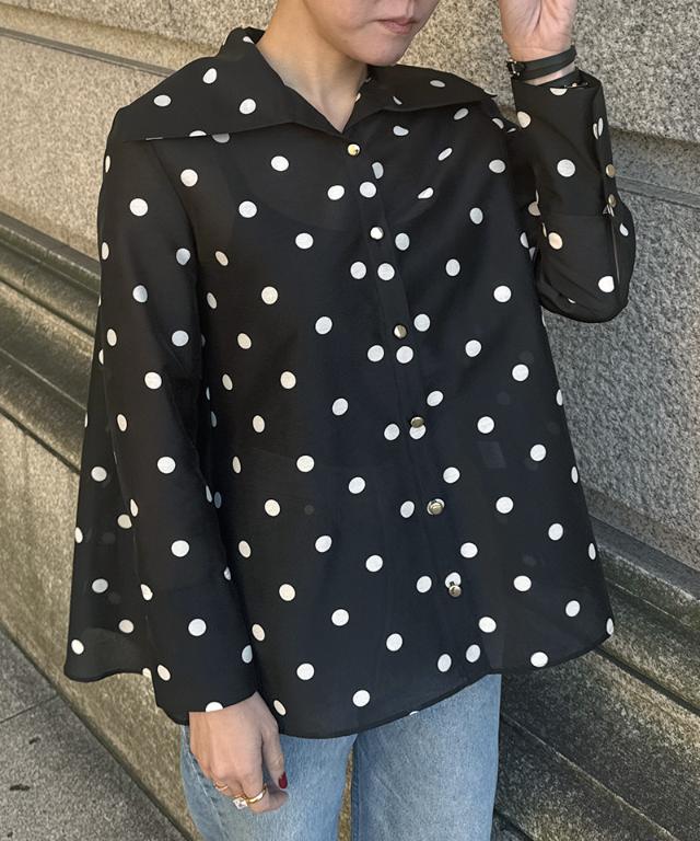 日本製ラグジュアリードットブラウス（北陸生産生地）_sty26ss-bl37