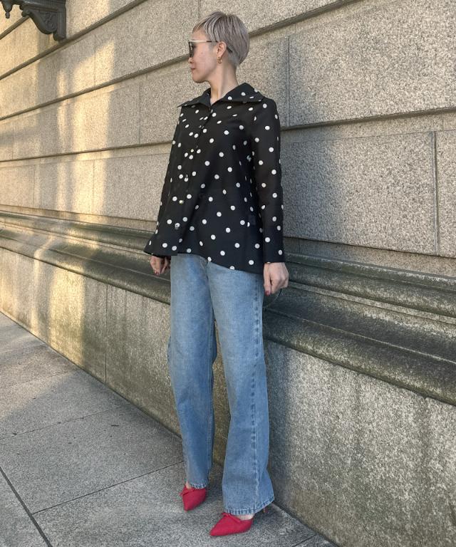 日本製ラグジュアリードットブラウス（北陸生産生地）_sty26ss-bl37