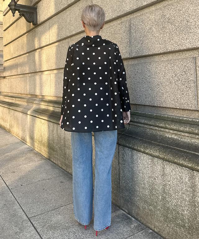 日本製ラグジュアリードットブラウス（北陸生産生地）_sty26ss-bl37